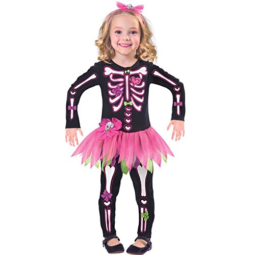 Robe princesse Dia de los muertos pour fillette : squelette et tutu rose girly !