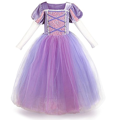 Robe de princesse Raiponce toute en voilage et transparence