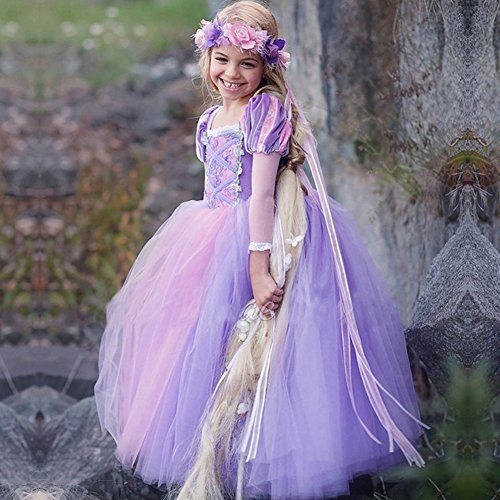 Robe Mauve de princesse pour fillette, bouffante avec tutu