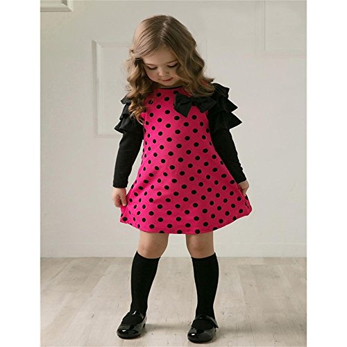 Enfants filles été Minnie Mouse à pois nœud princesse balançoire robe  patineuse-NIUBI 