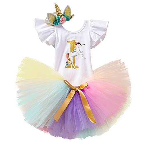 Robe tutu arc-en-ciel licorne pour fêter ses 1 an