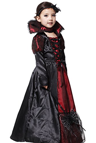 Robe élégante de princesse vampire pour la fête d'Halloween ,rouge et noire
