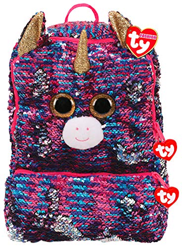 Sac à dos fille en forme de Licorne pelucheà sequins réversibles violet et rose Ty