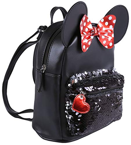 Sac à dos Minnie en sequins rouge et noir