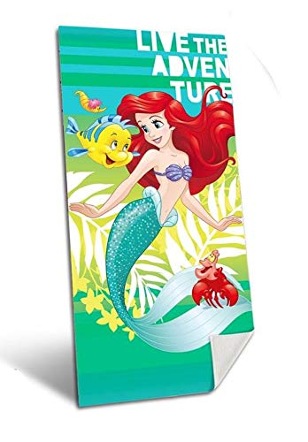 Serviette de plage sirène Ariel pour petite fille girly au prix mini en polyesrter