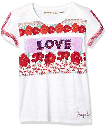 T-shirt Desigual pour fille avec fleurs paillettes love