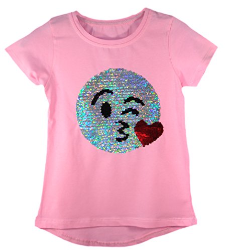 T-Shirt magique fille à sequin réversible smiley