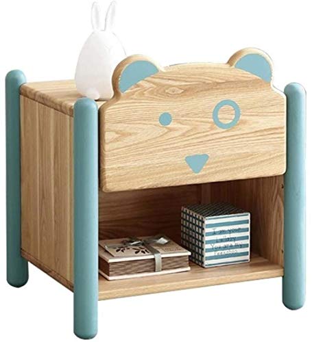 Table de chevet en bois design tête de chien avec pieds bleu turquoise pour chambre d'enfant
