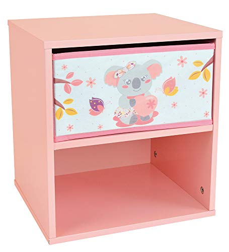 Table de chevet fille rose avec petit koala petit prix 