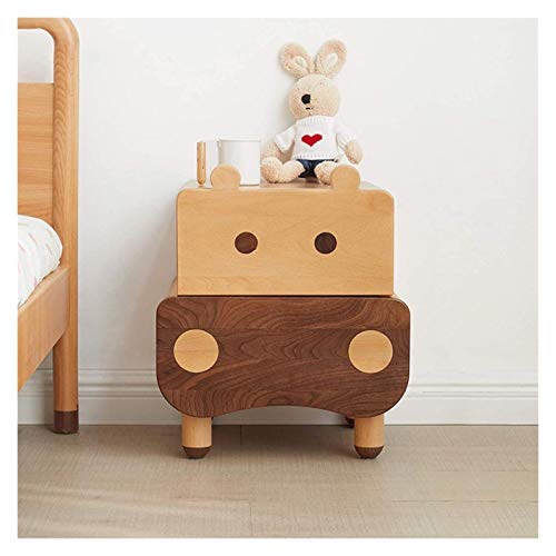 Table de chevet originale avec design hippopotame en bois