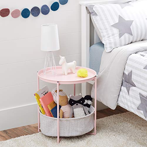 Table de chevet pour fille ronde, rose et originale