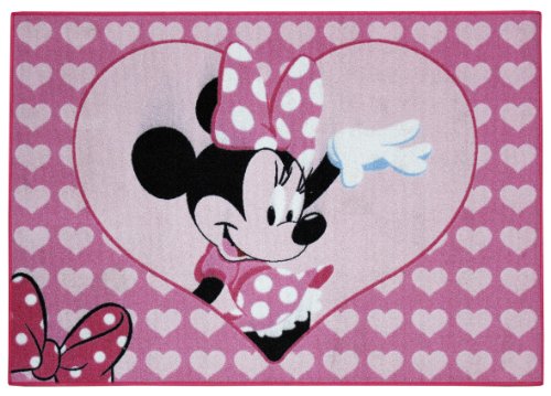 Tapis rose Minnie à coeurs 80 x 150 cm en polyamide