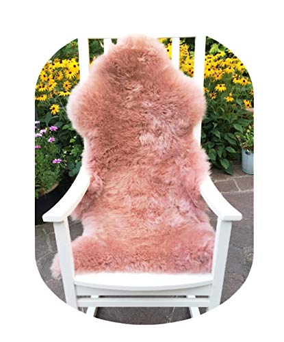 Tapis en peau d'agneau rose Lanabest