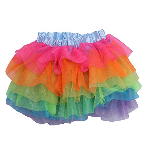 Tutu arc-en-ciel à froufrous pour fille en tule avec élastique