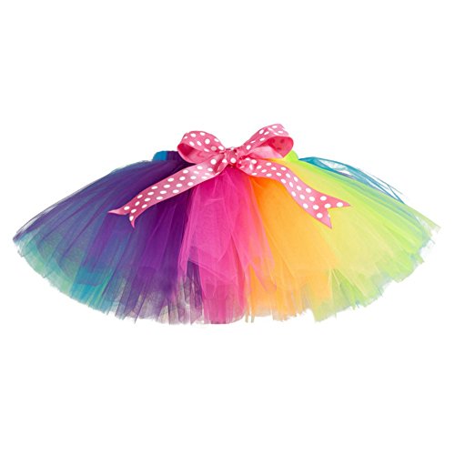 Tutu arc-en-ciel pour fille en tule avec noeud glamour