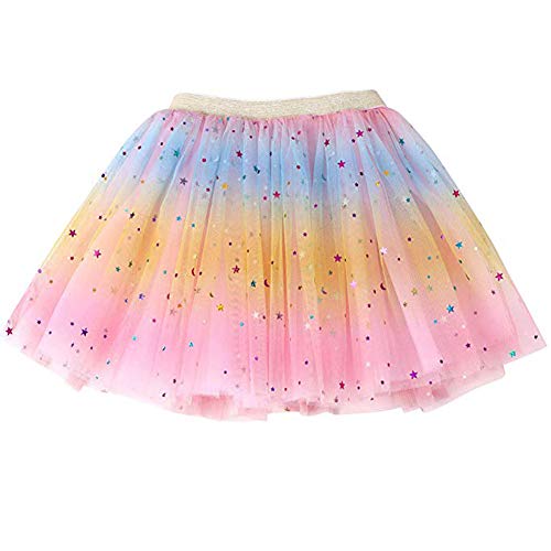 Tutu de ballerine arc-en-ciel pastel pour fille en tule avec élastique