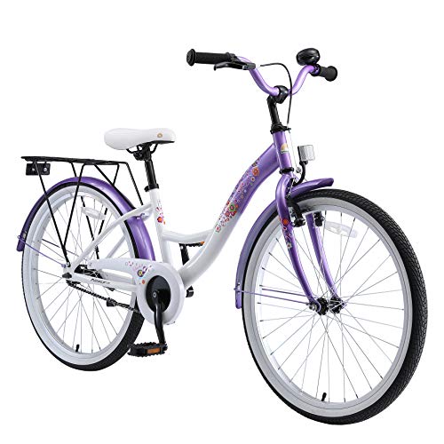 vélo mauve et blanc en acier  pour fille à partir de 10 ans taille 24 pouces, poids 13 kilos, Bikestars
