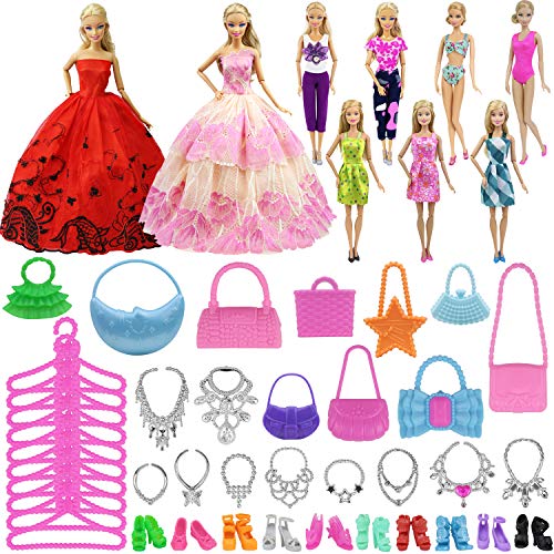 Vêtements et accessoires du dressing rose fushia girly Zita portable pour poupée style Barbie